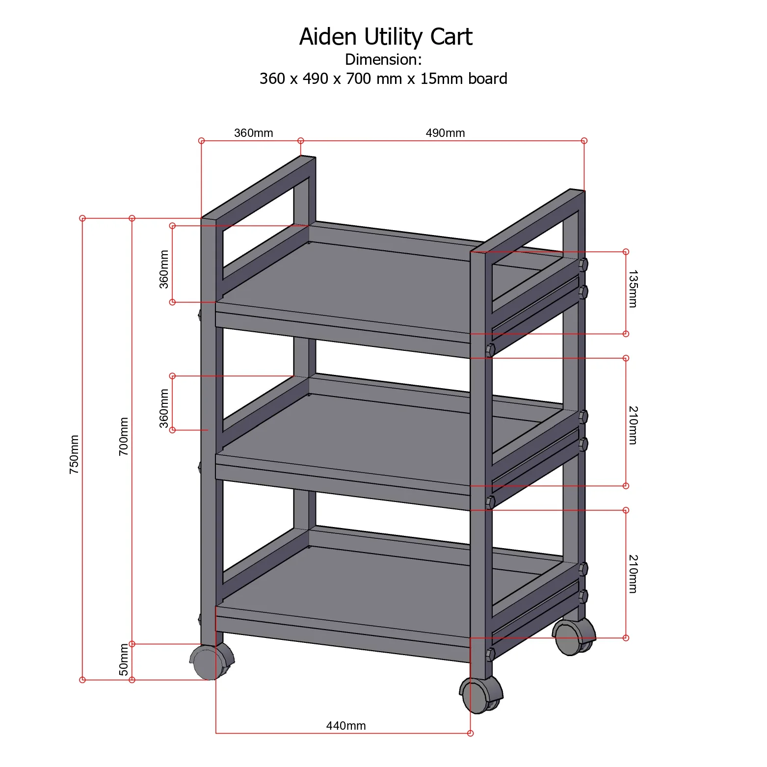 Aiden Utility Cart - Image 3