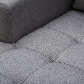 Angelo L-shape Fabric Sofa Set with Ottoman and Glass Top Table - Image 6