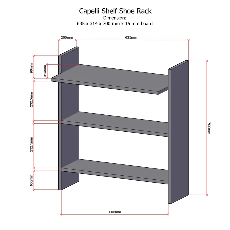 Blowout Sale - Capelli Shoe Rack 3-Layer - Image 2