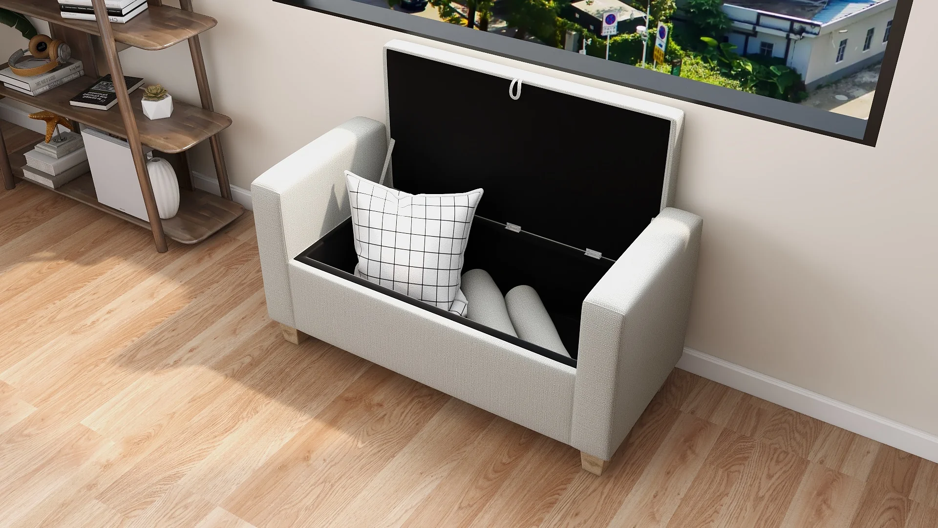 CHARM Fabric Bench with Storage - Image 15