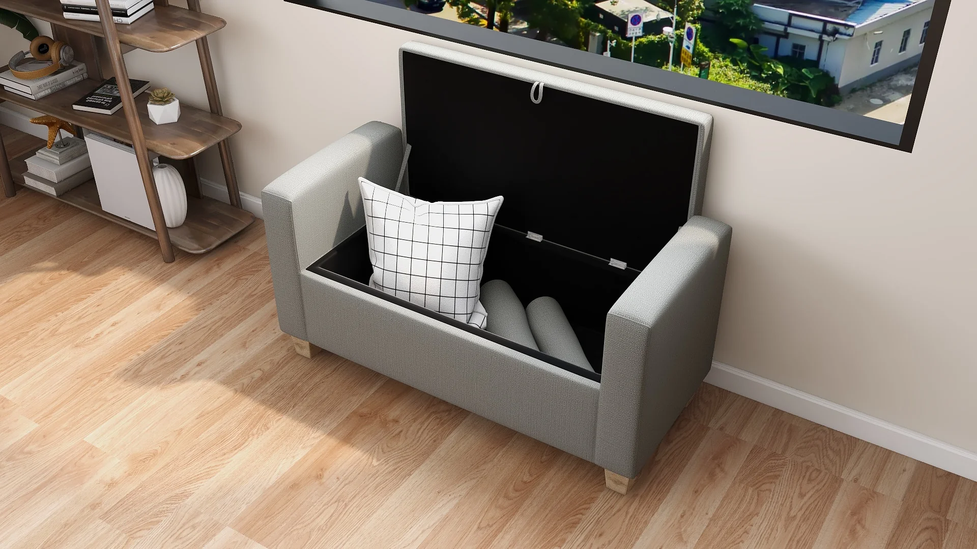 CHARM Fabric Bench with Storage - Image 5