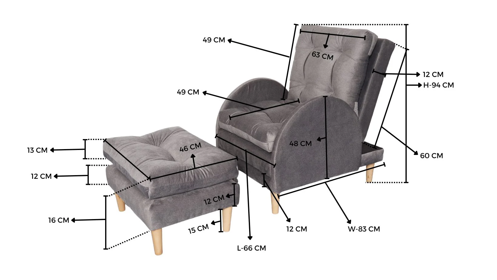 FIONA Reclining Fabric Chair - Image 5
