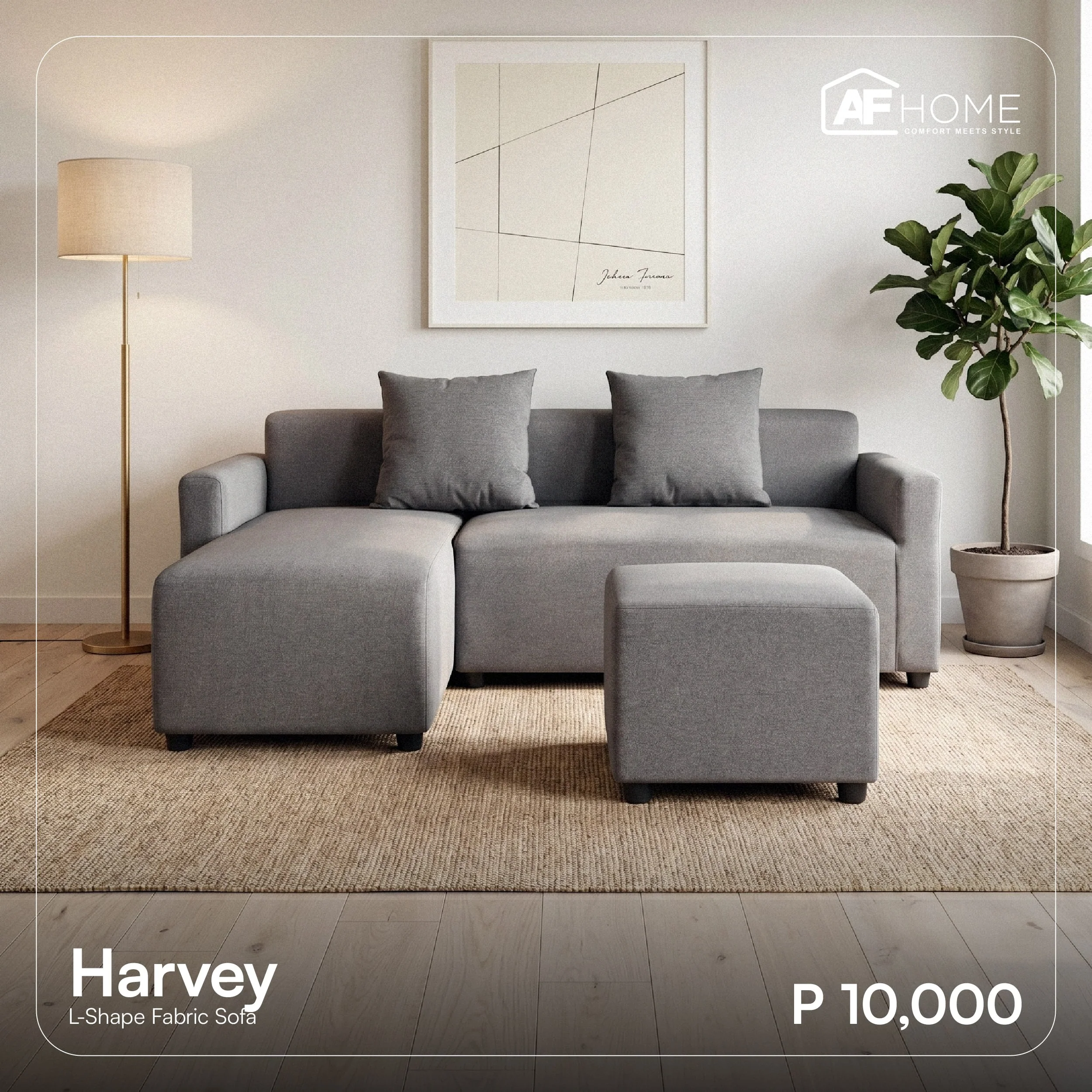 Harvey L-Shape Fabric Sofa