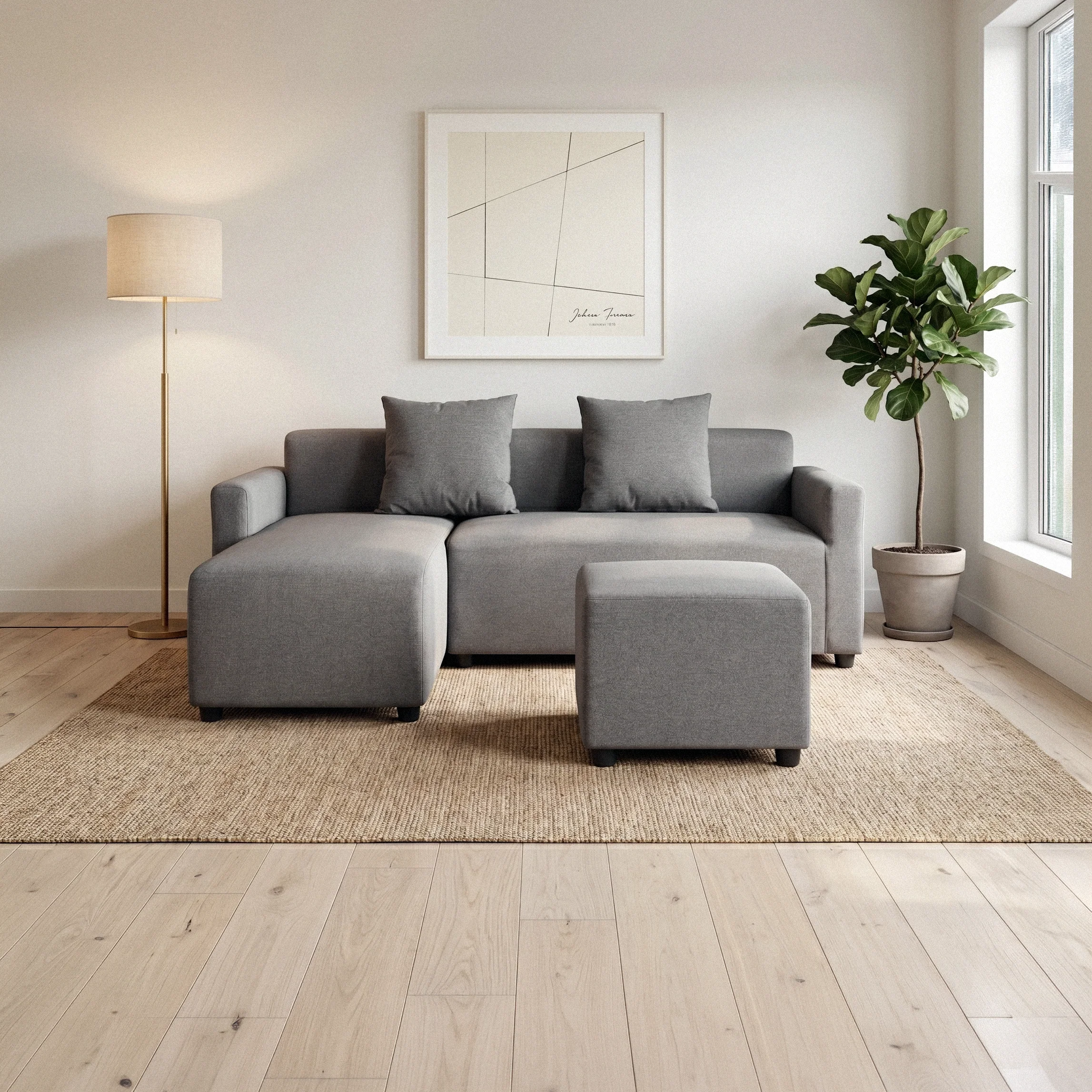 Harvey L-Shape Fabric Sofa - Image 2
