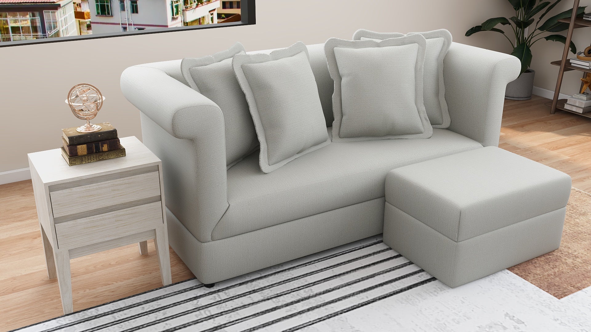 JAMIA 3 Seater with Ottoman Fabric Sofa - Image 11