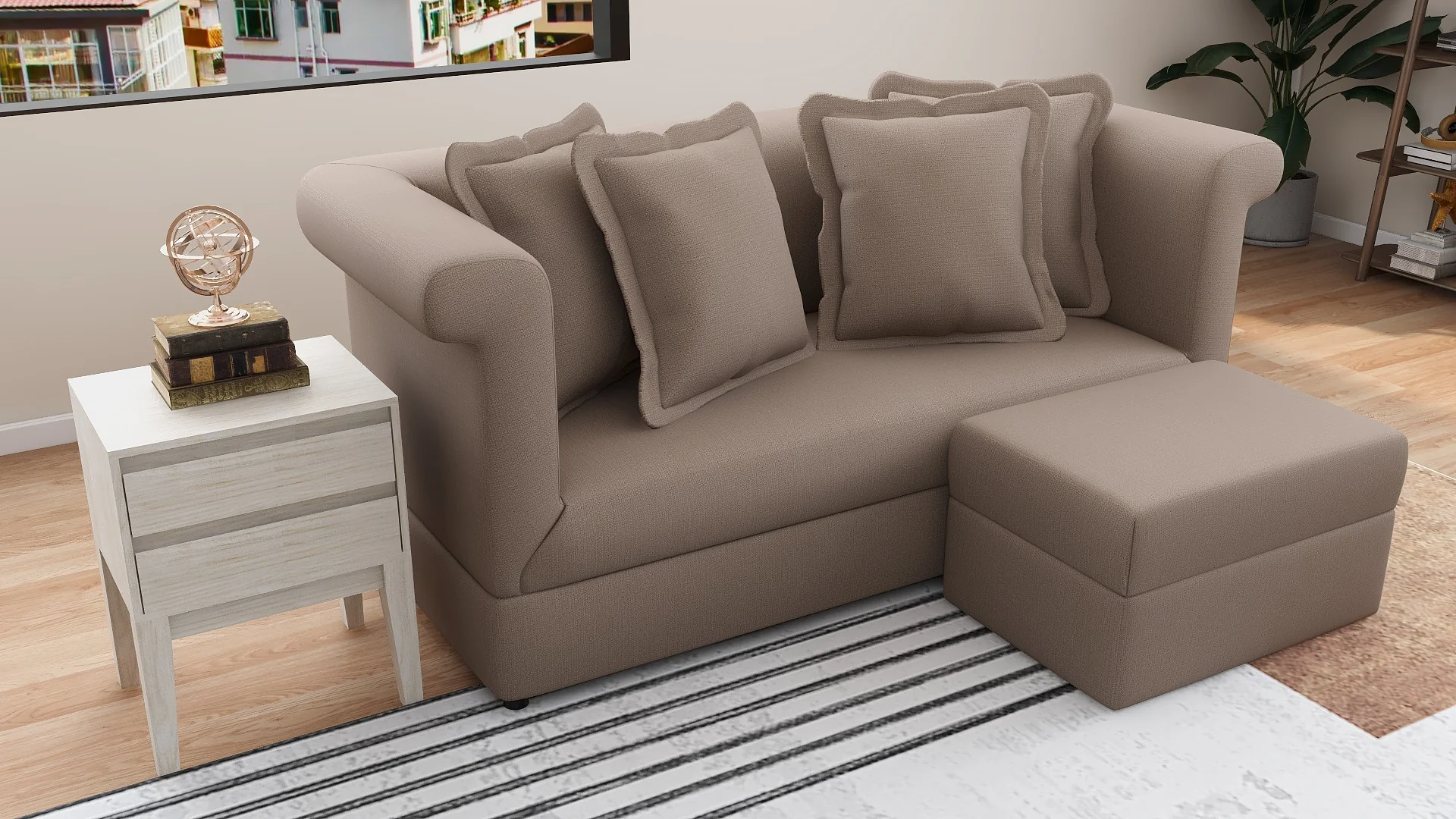 JAMIA 3 Seater with Ottoman Fabric Sofa - Image 12