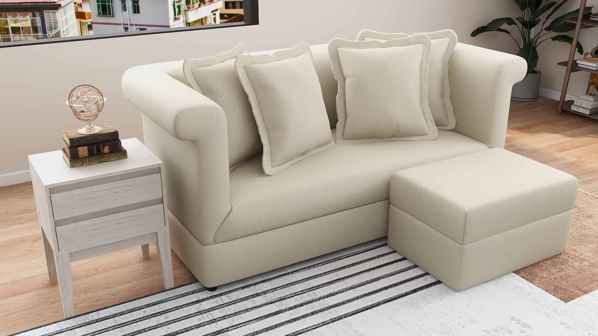JAMIA 3 Seater with Ottoman Fabric Sofa - Image 13