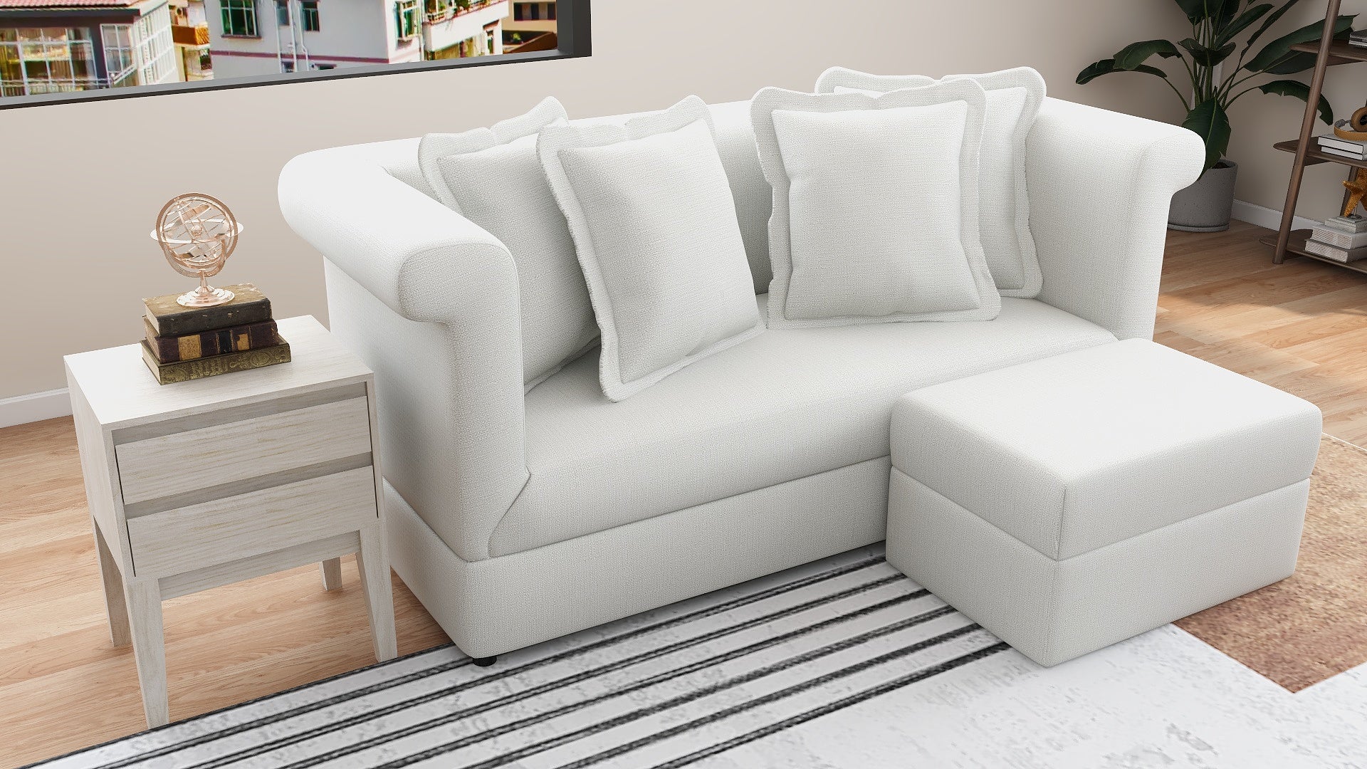 JAMIA 3 Seater with Ottoman Fabric Sofa - Image 14