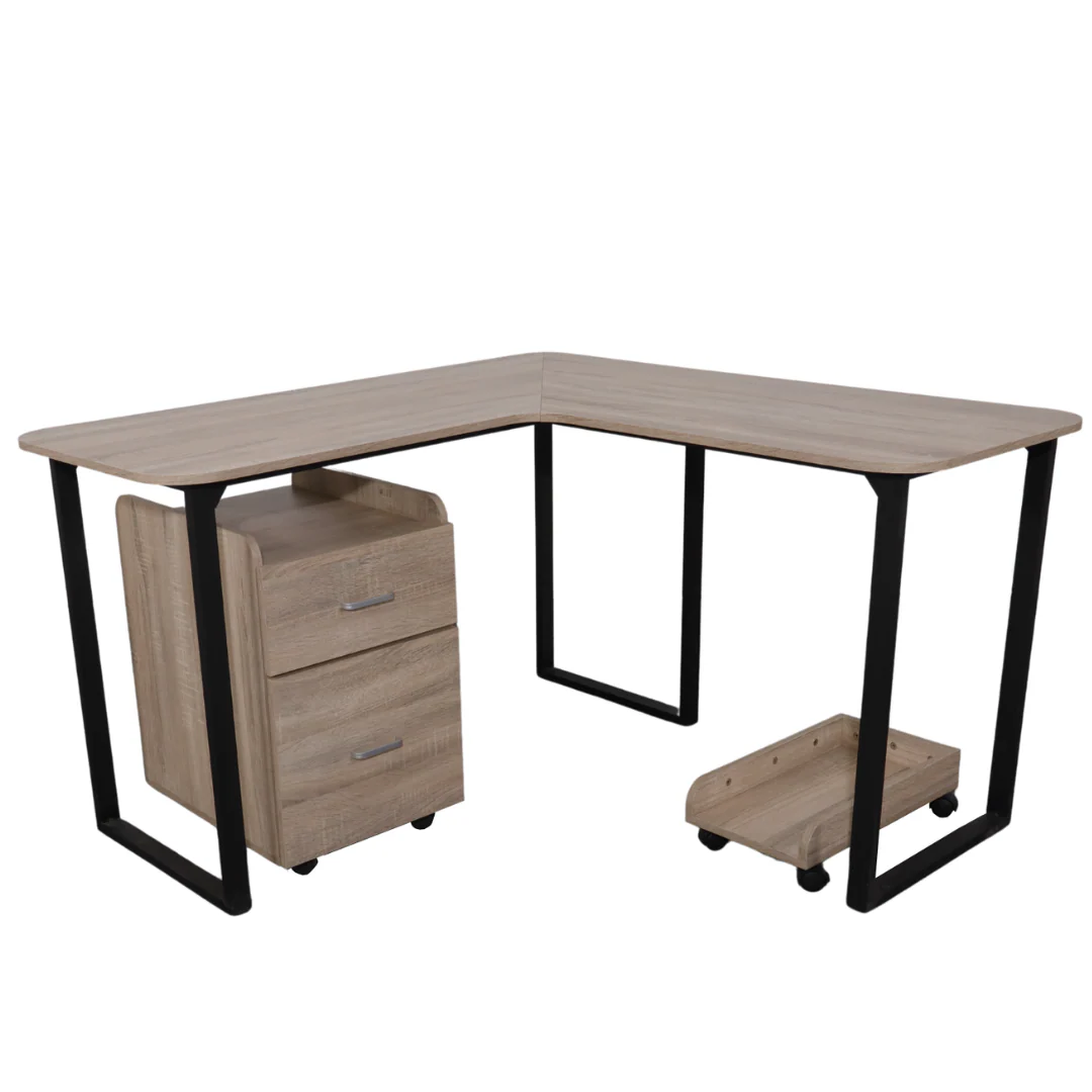OXFORD L-Shape Office Table with CPU Tray and Mobile Cabinet - Image 3