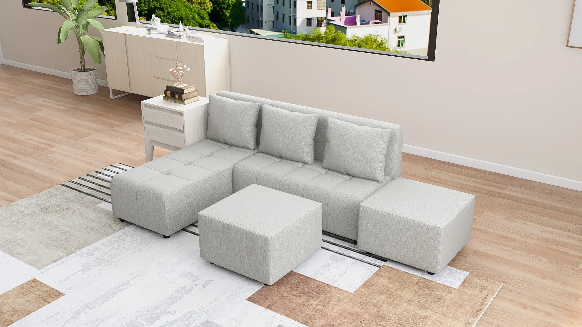 Rhea L-shape Fabric Sofa
