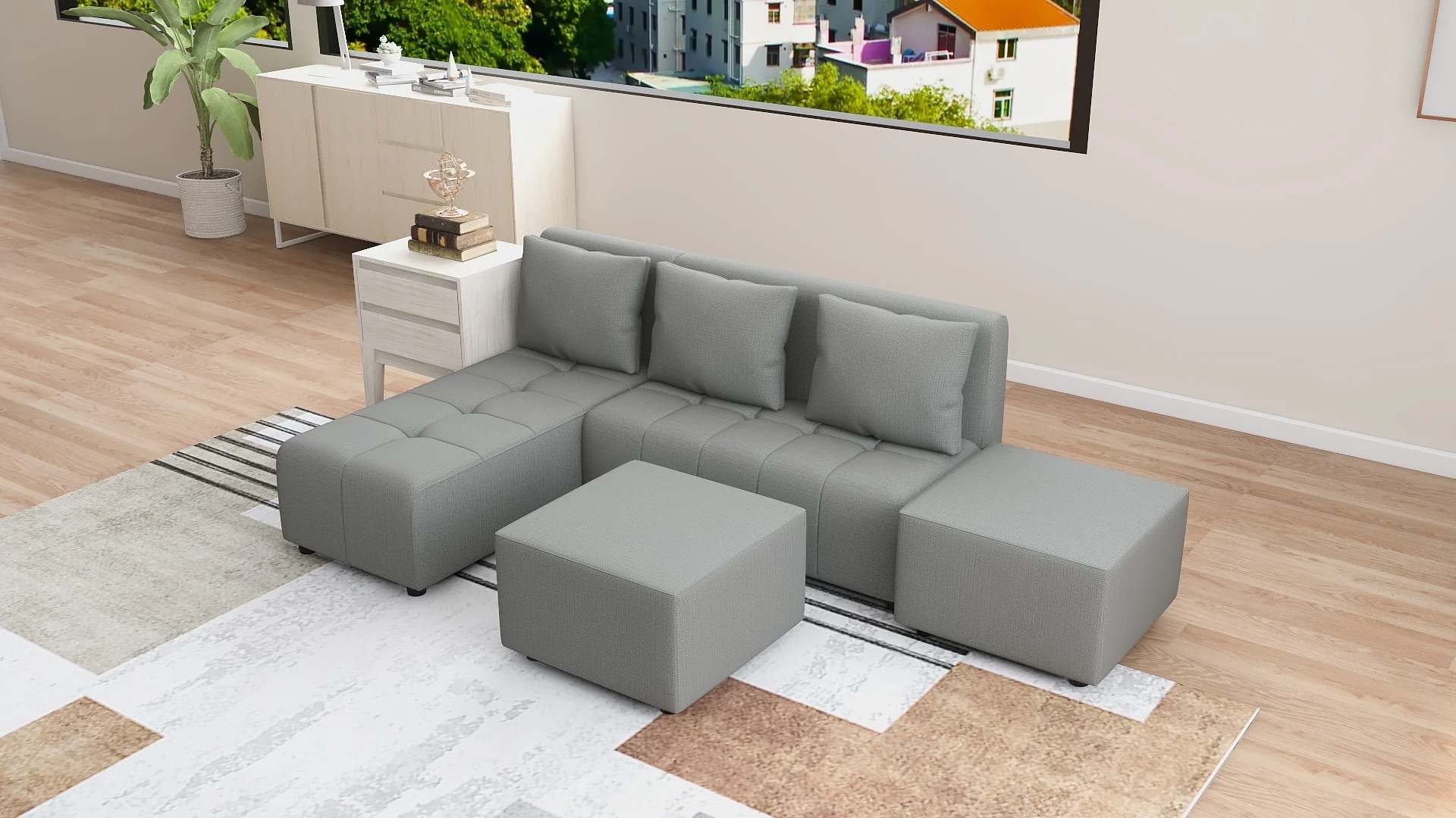 Rhea L-shape Fabric Sofa - Image 5