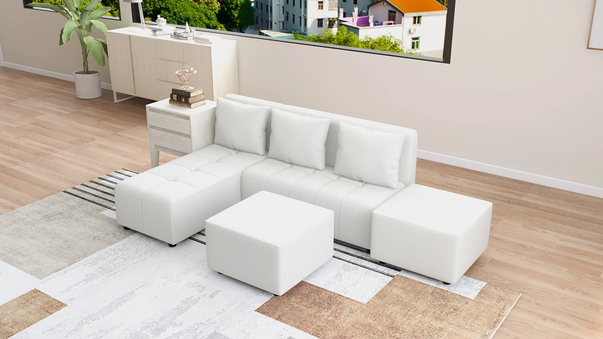 Rhea L-shape Fabric Sofa - Image 6