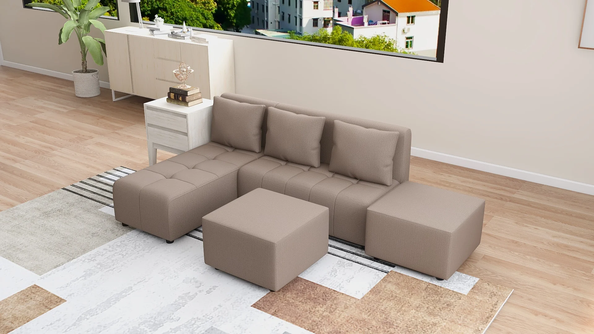 Rhea L-shape Fabric Sofa - Image 7