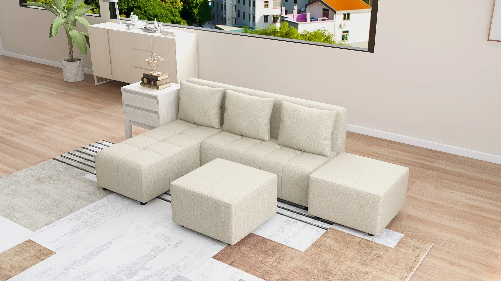 Rhea L-shape Fabric Sofa - Image 8