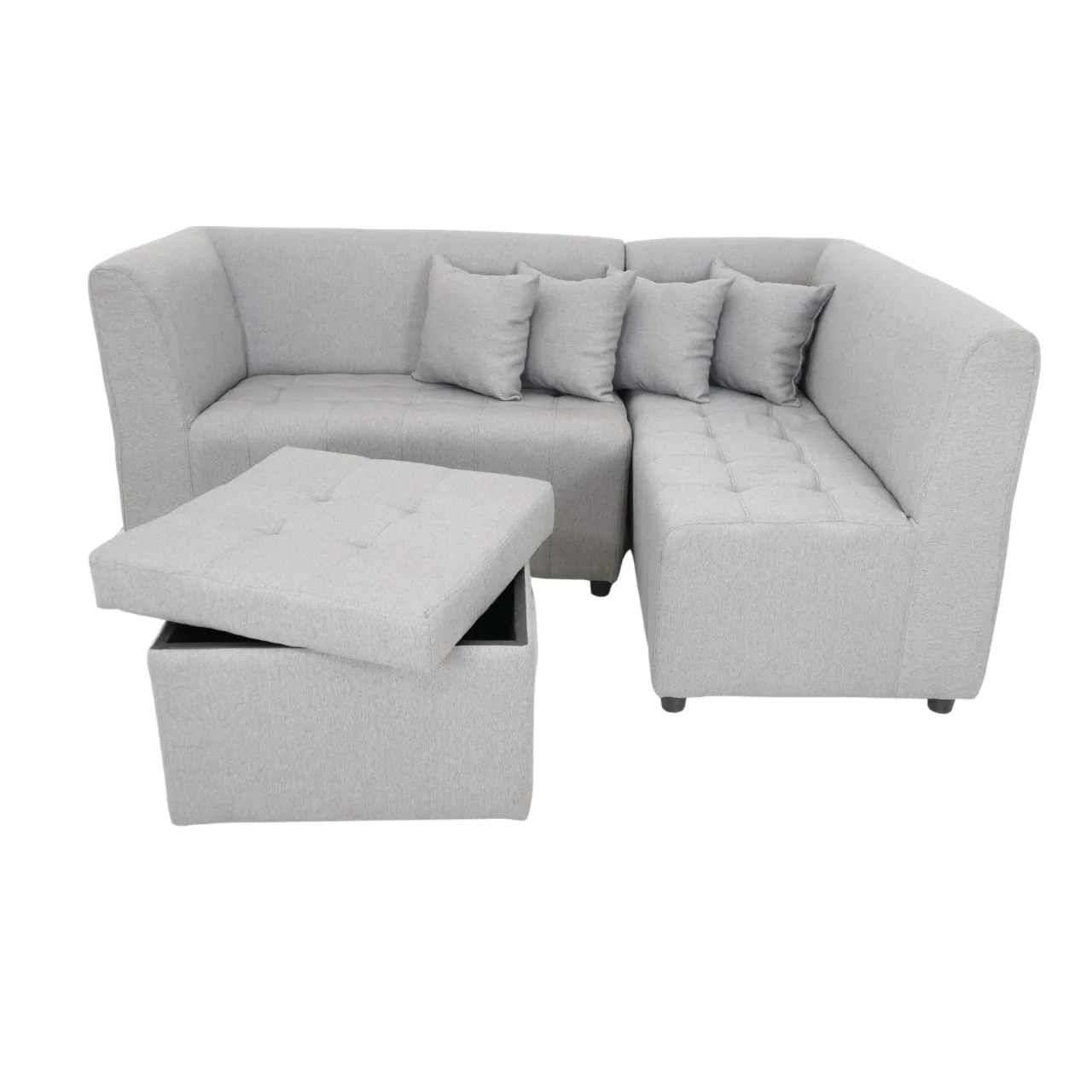 Ronna L-Shape Fabric Sofa with Storage Ottoman - Image 4