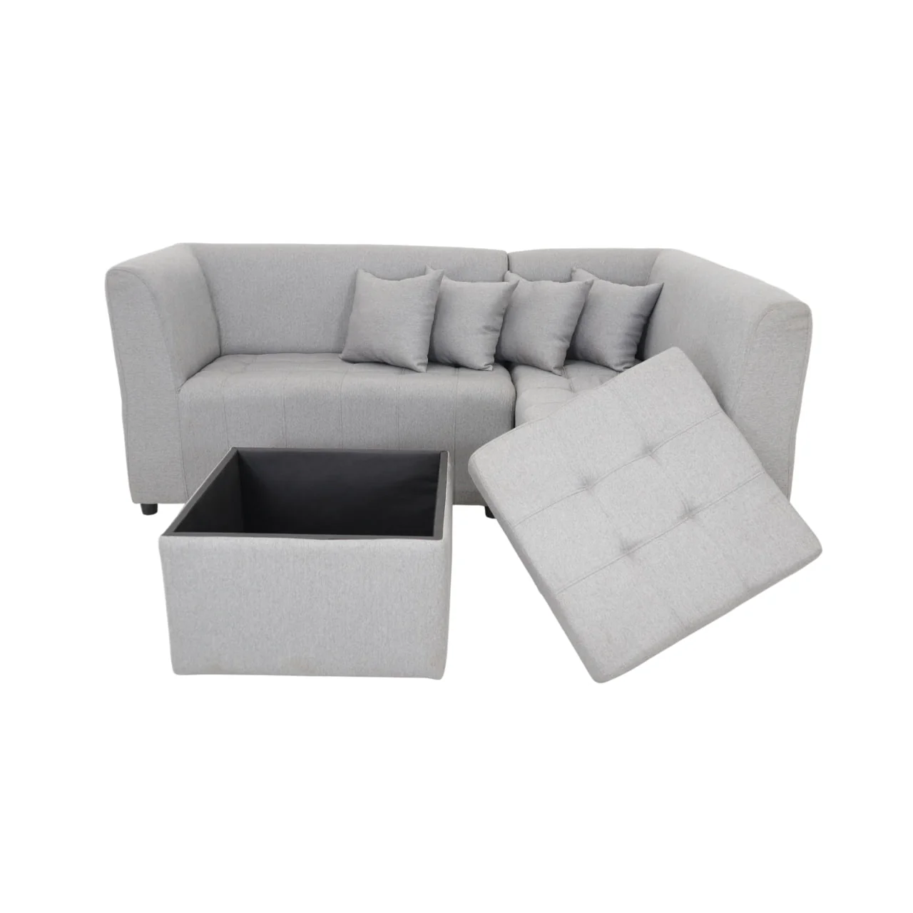 Ronna L-Shape Fabric Sofa with Storage Ottoman - Image 6