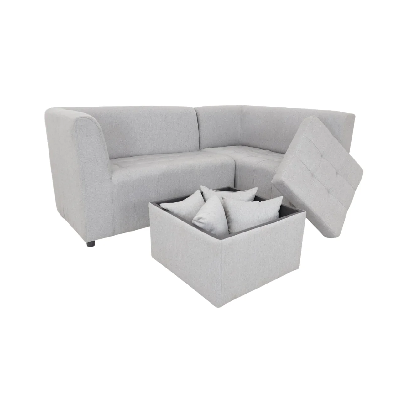 Ronna L-Shape Fabric Sofa with Storage Ottoman - Image 7