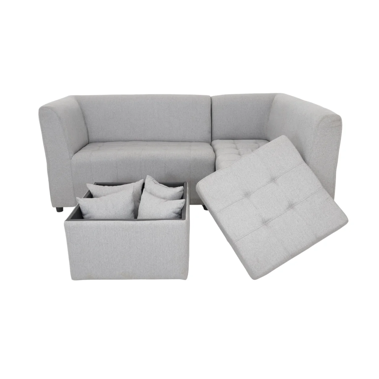 Ronna L-Shape Fabric Sofa with Storage Ottoman - Image 8