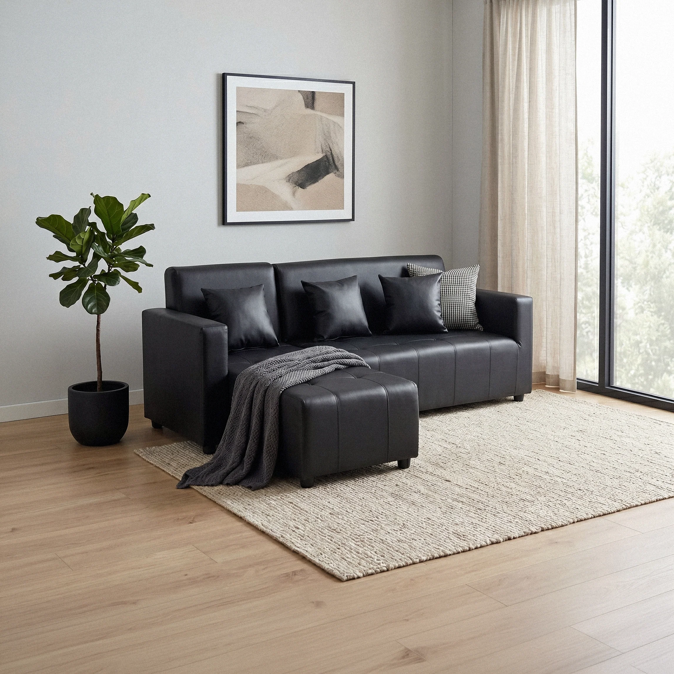 Sage L-Shape Leather Sofa Set - Image 2