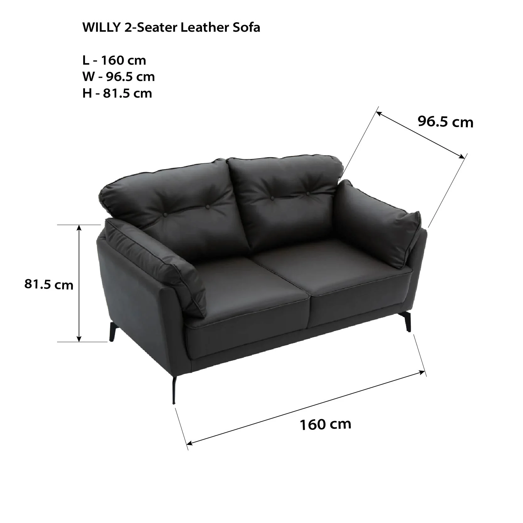 Willy 2-Seater Leather Sofa - Image 17