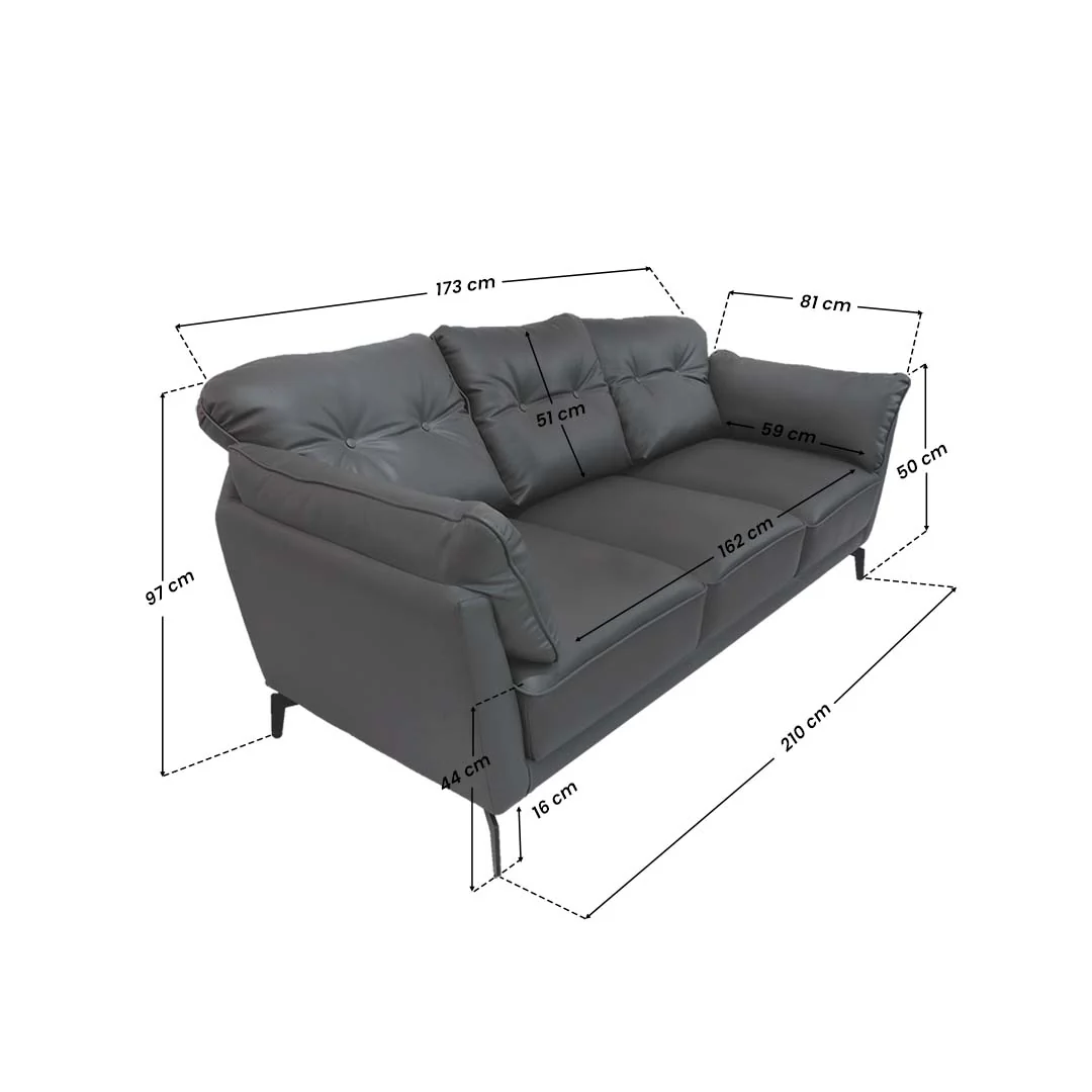 Willy 3-Seater Leather Sofa - Image 3